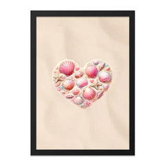 Seashell Heart Framed Wall Art, Coastal Decor Print, Beach House Art, Nautical Wall Decor, Ocean Lover Gift, Summer Art Print, Beach Art - Tawshia