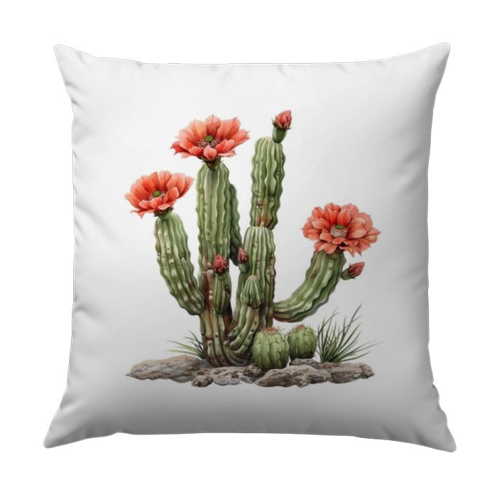 Blooming Cactus Pillow, Desert Flower Art, Southwestern Decor, Botanical Pillow, Floral Accent, Home Decor Pillow, Living Room Throw Pillow - Tawshia