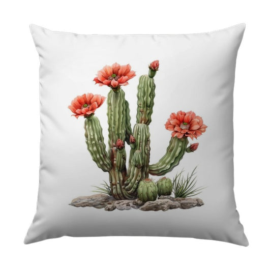 Blooming Cactus Pillow, Desert Flower Art, Southwestern Decor, Botanical Pillow, Floral Accent, Home Decor Pillow, Living Room Throw Pillow - Tawshia