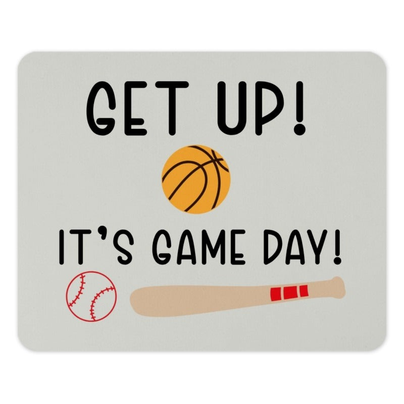 Get Up Its Game Day Mouse Pad, Basketball Baseball Bat Design, Sports Fan Gift, Unique Desk Decor, Office Accessory - Tawshia