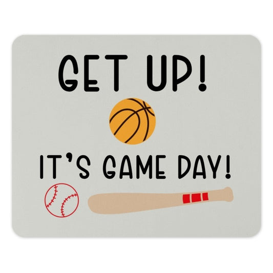 Get Up Its Game Day Mouse Pad, Basketball Baseball Bat Design, Sports Fan Gift, Unique Desk Decor, Office Accessory - Tawshia