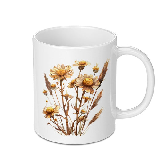 Floral Mug, Daisy Mug, Wheatgrass Mug, Flower Coffee Mug, Botanical Mug, Plant Mug, Nature Mug, Flower Lover Gift, Mug Gift, Unique Mug - Tawshia