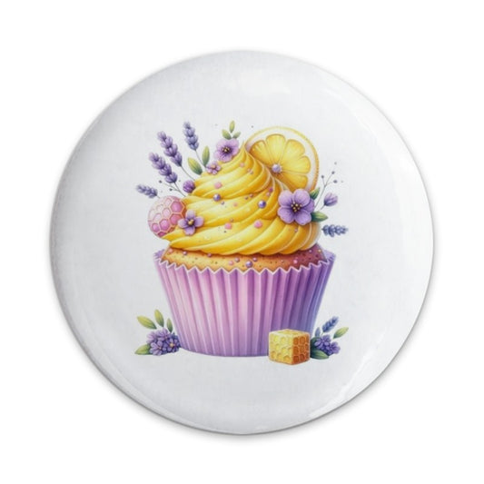 Lemon Cupcake Pinback Button, Floral Cupcake Button, Cute Cupcake Badge, Watercolor Cupcake Pin, Kawaii Button, Sweet Treat Pin - Tawshia