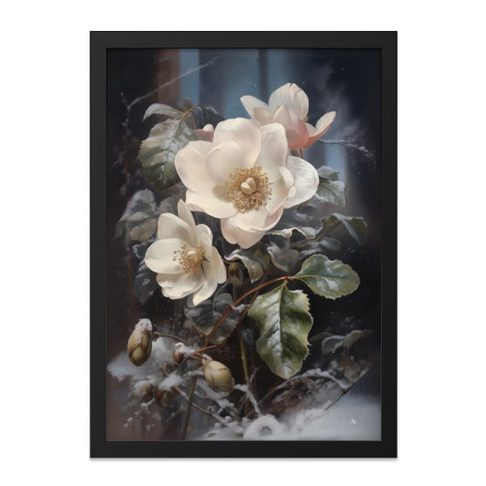 Winter Rose Wall Art, Floral Print, Botanical Wall Decor, Vintage Flower Painting, Elegant Home Decor, Nature Wall Art, Gift Idea - Tawshia