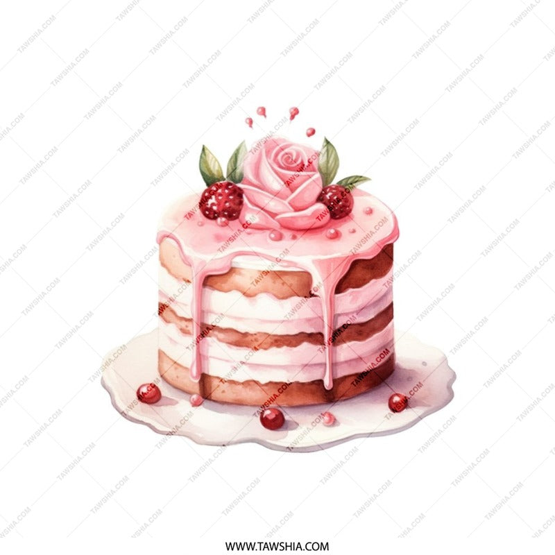 Sweet Cake Pillow, Dessert Lover Decor, Foodie Gift Idea, Pink Rose Cake Pillow, Kitchen Decor Accent, Home Decor Pillows, Baking Art - Tawshia