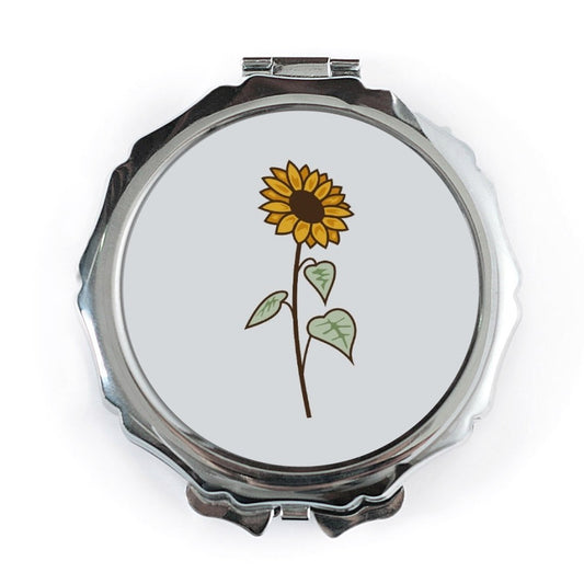 Sunflower Pocket Mirror, Floral Compact Mirror, Cute Gift, Botanical Design, Aesthetic Mirror, Makeup Mirror, Travel Mirror - Tawshia