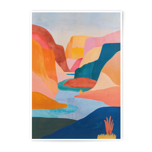 Abstract Landscape Photographic Print, Colorful Desert Wall Art, Modern Mountain Range Photo, Nature Artwork for Home Decor - Tawshia