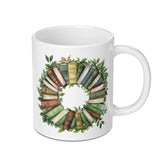 Book Lover Gift Mug, Literary Wreath Mug, Reader Gift, Books and Greenery Mug, Librarian Mug, Bookish Mug, Cozy Reading Gift, Novel Mug - Tawshia