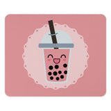 Cute Boba Tea Mouse Pad, Kawaii Pink Milk Tea, Trendy Desk Accessory, Bubble Tea Lover Gift, Adorable Office Decor, Aesthetic Mousepad - Tawshia