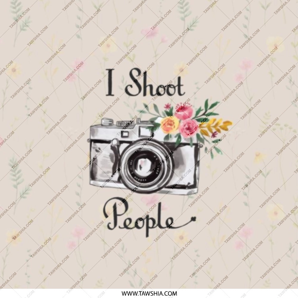 Camera Pocket Mirror, Photographer Gift, I Shoot People Makeup Mirror, Floral Design Compact Mirror, Photography Lover Present - Tawshia