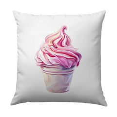 Pink Ice Cream Pillow, Sweet Treat Decor, Dessert Pillow, Decorative Cushion, Foodie Gift, Art Pillow, Soft Serve Pillow, Unique Throw - Tawshia