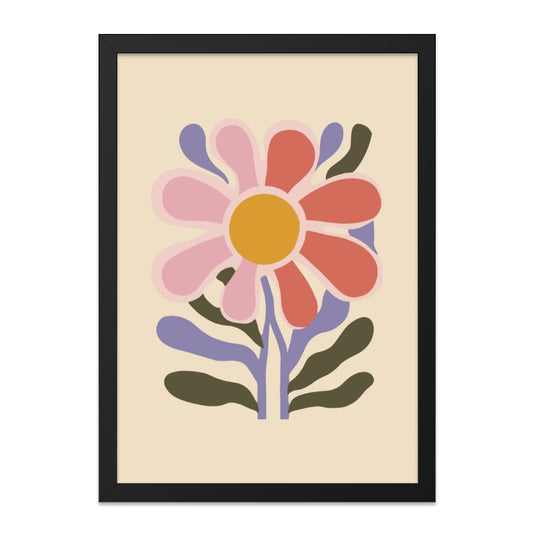 Retro Flower Wall Art, Floral Print, 70s Style Art, Groovy Flower Wall Decor, Botanical Wall Art, Trendy Home Decor, Modern Wall Art - Tawshia