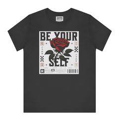 Be Your Self Rose Graphic Black Tee Shirt product