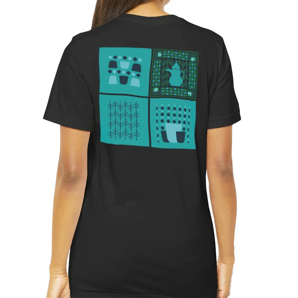 Unique Graphic Teal Patchwork Design T-shirt product type