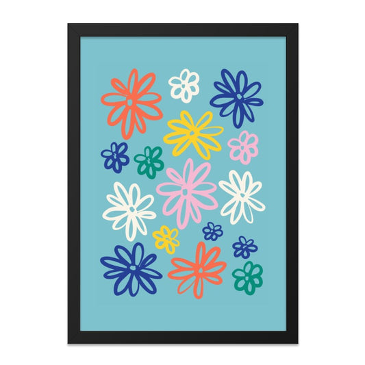 Colorful Flower Wall Art, Floral Print, Botanical Art, Modern Home Decor, Fun Wall Art, Living Room Art, Flower Illustration - Tawshia