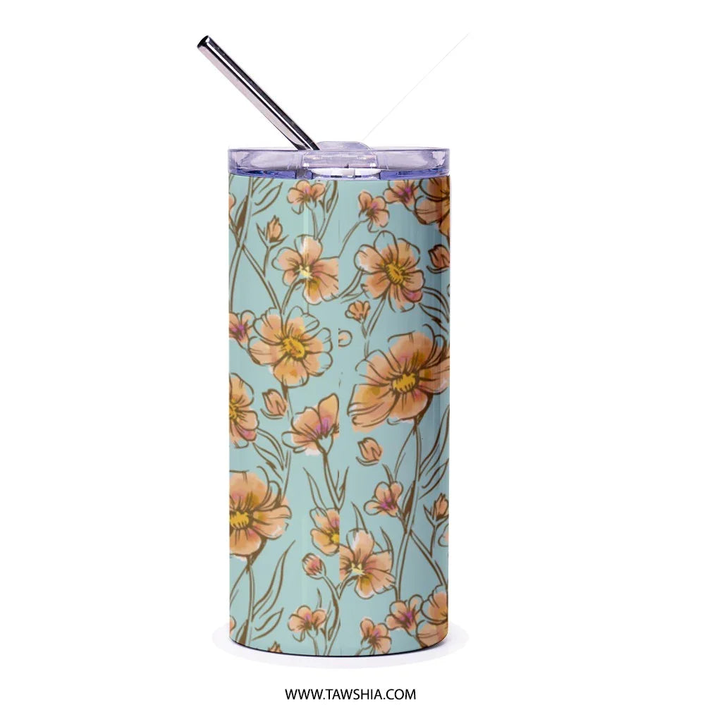 Floral Patterned Tumbler with Straw beverage product