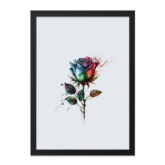 Rainbow Rose Wall Art, Floral Wall Decor, Watercolor Flower Print, Modern Home Art, Colorful Rose Art, Abstract Rose Wall Decor - Tawshia
