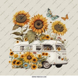 Sunflower Van Pinback Button, Floral VW Bus Badge, Hippie Button, Butterfly Button, Cute Button, Aesthetic Button, Gift Idea, Trendy Buttons - Tawshia