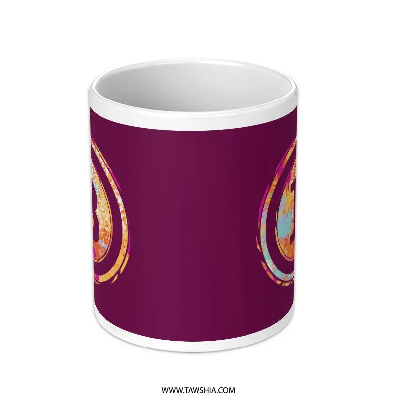 Burgundy Ceramic Cup with Artistic Design product type