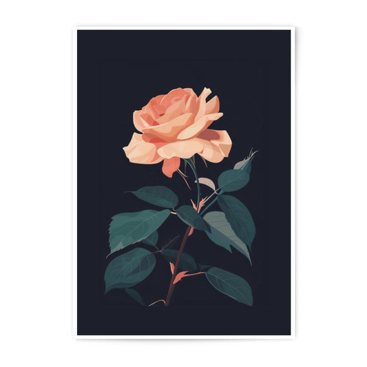 Peach Rose Photographic Print, Floral Art Print, Botanical Wall Art, Dark Background, Home Decor, Fine Art Print, Gift Idea - Tawshia