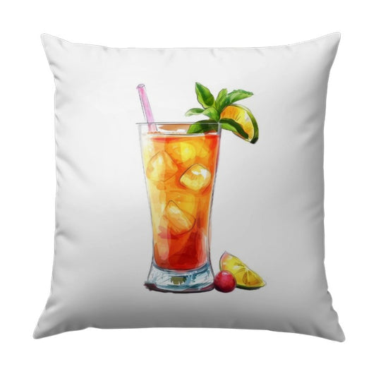 Cocktail Pillow, Tropical Drink Pillow, Summer Vibes Decor, Bar Decor Pillow, Refreshing Drink Pillow, Watercolor Drink Art Pillow - Tawshia