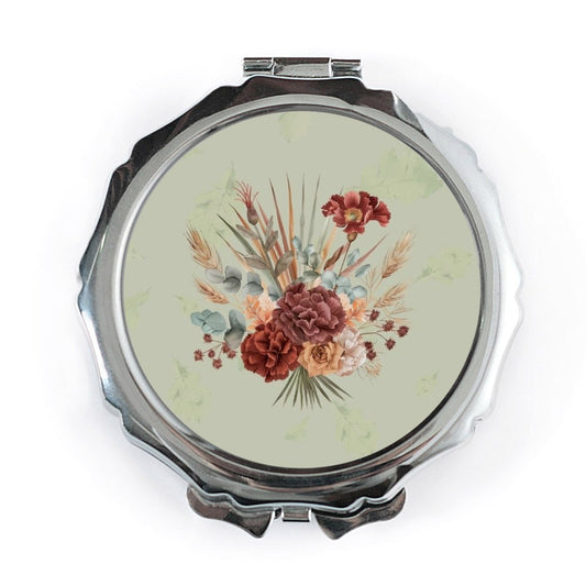 Floral Pocket Mirror, Flower Bouquet Mirror, Rustic Pocket Mirror, Elegant Compact Mirror, Autumn Flower Pocket Mirror, Travel Mirror - Tawshia