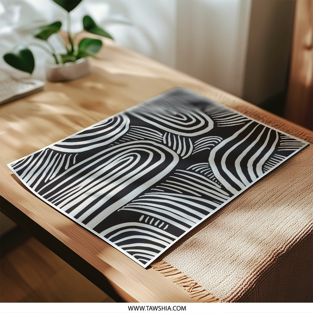 Abstract Line Art Photographic Print, Minimalist Black and White Wall Art, Modern Home Decor, Unique Gift Idea, Stylish Photo Print - Tawshia
