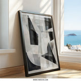Abstract Geometric Wall Art, Modern Art Print, Black and White Painting, Contemporary Home Decor, Minimalist Art, Framed Art - Tawshia