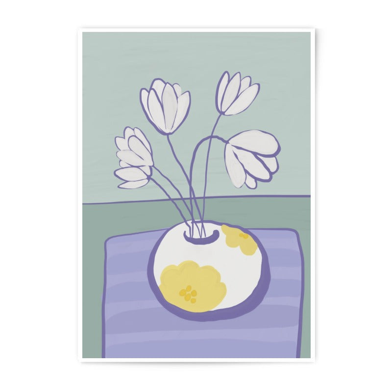 Tulips Photographic Print, Floral Wall Art, Flower Vase Still Life, Modern Art Print, Botanical Home Decor, Trendy Artwork - Tawshia