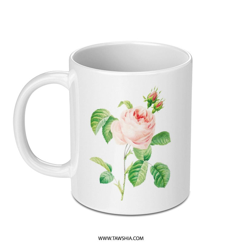 Vintage Rose Mug, Pink Rose Flower Mug, Botanical Mug, Floral Coffee Mug, Tea Mug, Gift for Her, Rose Lover Gift, Garden Mug (135) - Tawshia
