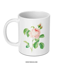 Vintage Rose Mug, Pink Rose Flower Mug, Botanical Mug, Floral Coffee Mug, Tea Mug, Gift for Her, Rose Lover Gift, Garden Mug (135) - Tawshia