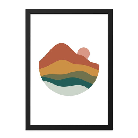 Mountain Sunset Wall Art, Minimalist Landscape Print, Boho Home Decor, Geometric Mountain Art, Abstract Sunrise Wall Decor, Modern Art - Tawshia