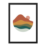 Mountain Sunset Wall Art, Minimalist Landscape Print, Boho Home Decor, Geometric Mountain Art, Abstract Sunrise Wall Decor, Modern Art - Tawshia