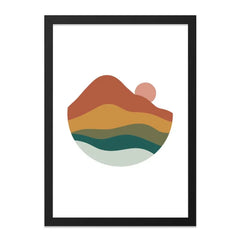 Mountain Sunset Wall Art, Minimalist Landscape Print, Boho Home Decor, Geometric Mountain Art, Abstract Sunrise Wall Decor, Modern Art - Tawshia
