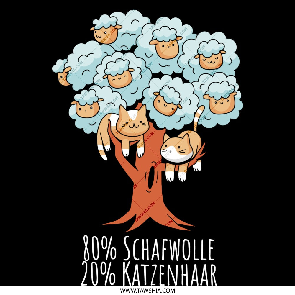 Cute Cat and Sheep Tree Funny Graphic Design product type