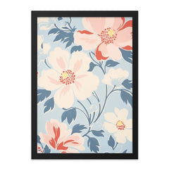 Floral Wall Art Print, Botanical Art, Flower Print, Light Blue Wall Decor, Pastel Floral Art, Elegant Wall Decor, Living Room Art - Tawshia