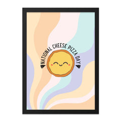 Cheese Pizza Day Wall Art, Cute Foodie Decor, National Pizza Day Gift, Kawaii Food Print, Funny Wall Decor, Kids Room Art - Tawshia