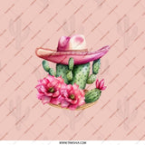 Cactus Pocket Mirror, Pink Hat Mirror, Floral Cactus Art, Western Style Mirror, Cute Small Mirror, Makeup Mirror, Travel Pocket Mirror - Tawshia