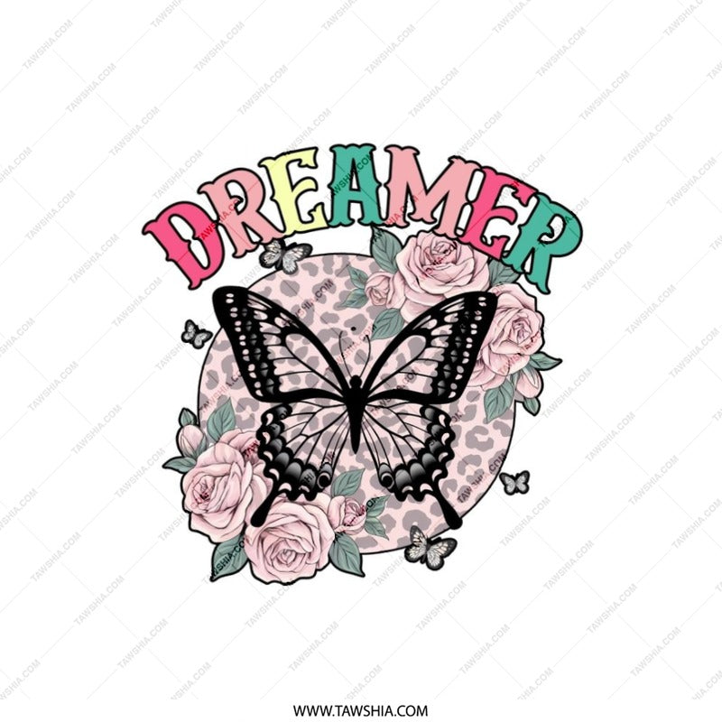 Dreamer Butterfly Pillow, Leopard Print, Floral Accent Pillow, Motivational Throw Pillow, Unique Home Decor, Decorative Butterfly Pillow - Tawshia