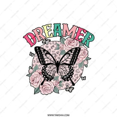 Dreamer Butterfly Pillow, Leopard Print, Floral Accent Pillow, Motivational Throw Pillow, Unique Home Decor, Decorative Butterfly Pillow - Tawshia