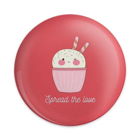 Kawaii Cupcake Pinback Button, Winking Dessert Badge, Spread The Love, Cute Food, Anime Style Button, Collectible Pins, Sweet Treat Button - Tawshia