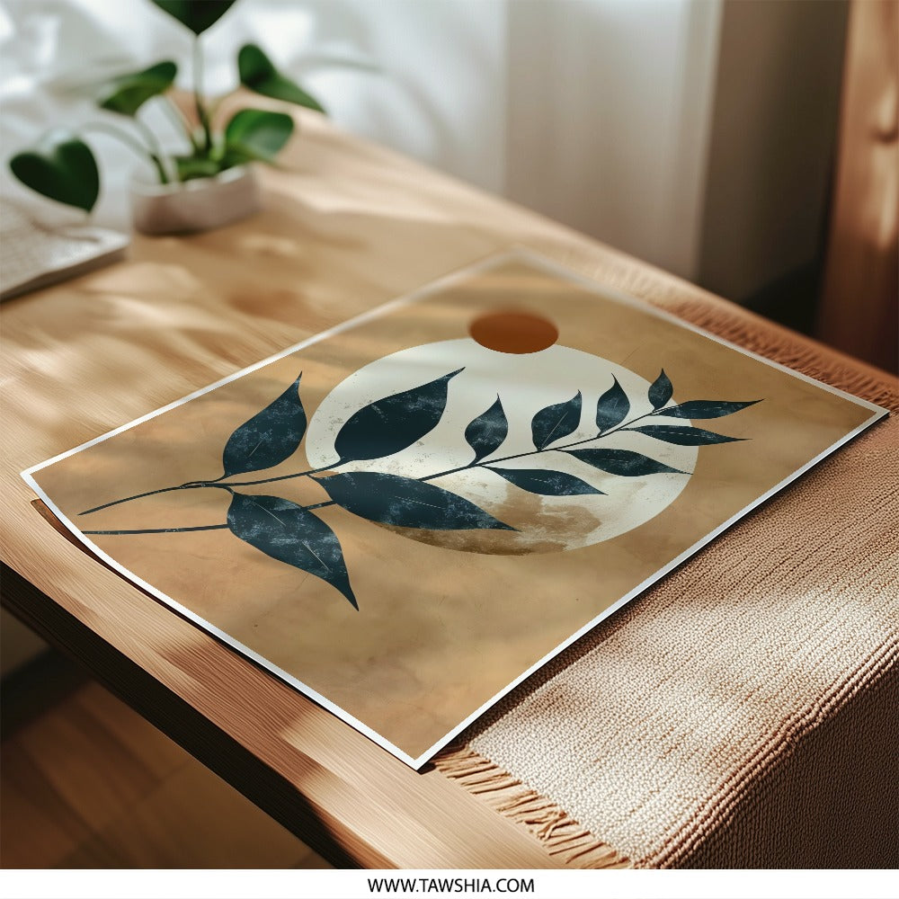 Boho Botanical Photographic Print, Modern Abstract Wall Art, Minimalist Nature Print, Living Room Decor, Earth Tone Art, Home Decor - Tawshia
