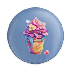 Ice Cream Pinback, Dessert Badge, Floral Flair, Summer Accessory, Cute Food Button, Yummy Treat, Colorful Pin, Collectible Pinback, Unique - Tawshia