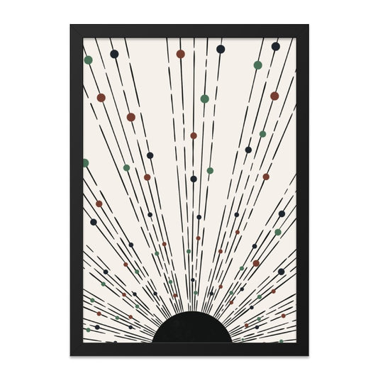 Abstract Sunburst Wall Art, Minimalist Print, Modern Home Decor, Geometric Art Print, Colorful Dots, Sun Ray Art, Living Room Wall Decor - Tawshia