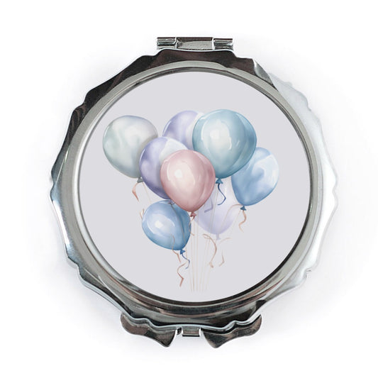 Balloons Pocket Mirror, Pastel Balloons, Party Favor, Cute Compact Mirror, Birthday Gift, Stocking Stuffer, Purse Mirror, Travel Mirror - Tawshia