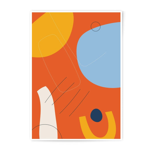 Abstract Photographic Print, Modern Art Print, Colorful Shapes Wall Decor, Geometric Artwork for Home, Orange Blue Yellow Art Print - Tawshia
