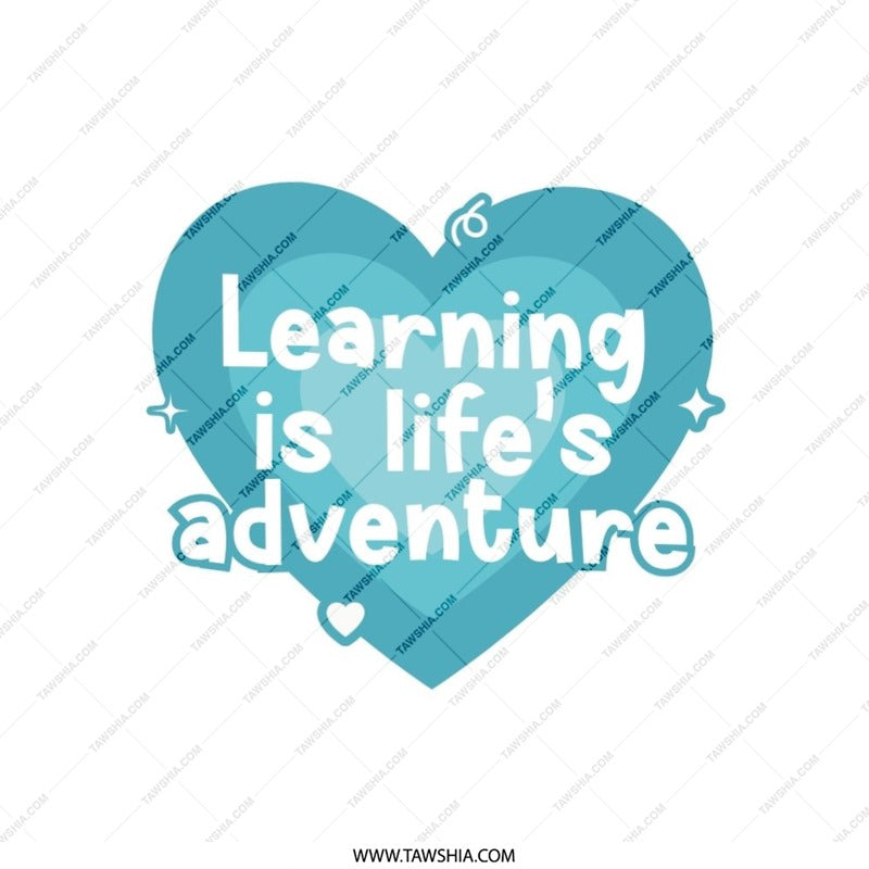 Learning is Life's Adventure Pillow, Decorative Heart Design, Inspirational Quote, Home Decor, Education Gift - Tawshia