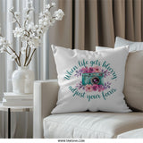 Camera Pillow, Floral Pillow, Photography Gift, Inspiration Quote Pillow, When Life Gets Blurry Adjust Your Focus Pillow - Tawshia