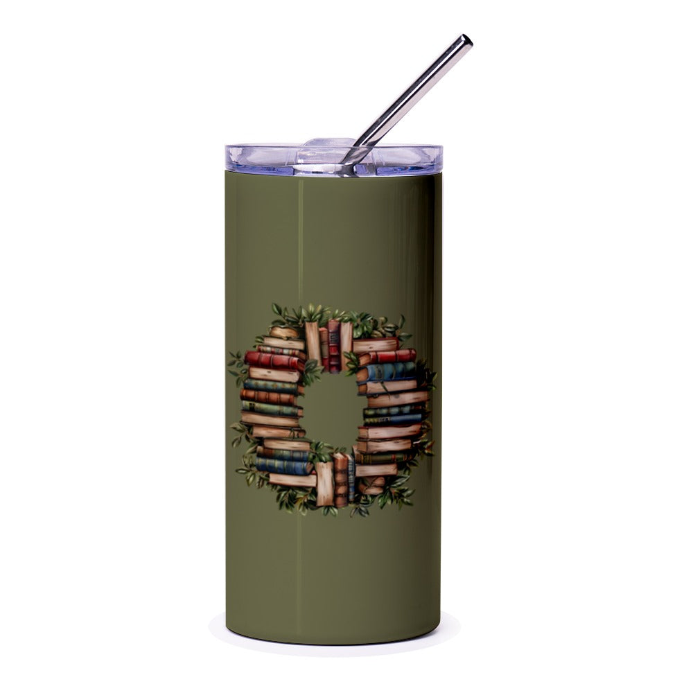 Books Wreath Tumbler, Reader Gift, Book Lover Tumbler, Literary Tumbler, Librarian Gift, Teacher Appreciation, Books Tumbler - Tawshia