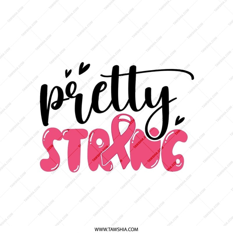 Pretty Strong Pillow, Breast Cancer Awareness, Decorative Pillow, Inspirational Pillow, Gift for Survivor, Hope Ribbon Pillow - Tawshia